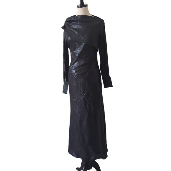 BCBGMAXAZRIA Wylie Dress Womens 38 6 Runway Designer Luxury Black Shimmer $368 - Picture 9 of 16